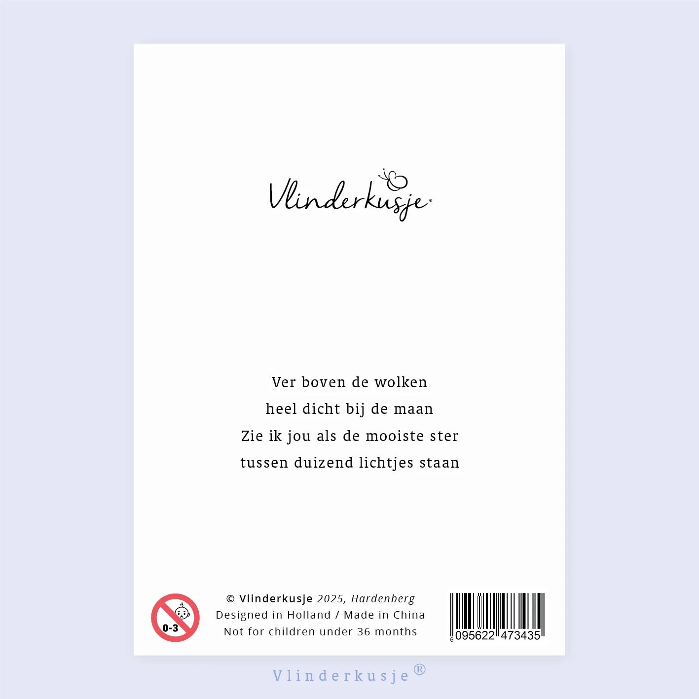 Vlinderkusje PIN ‘Mooiste ster’ met gedichtje