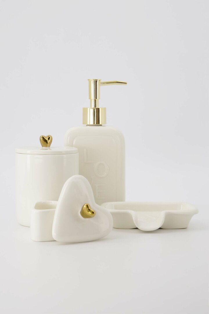 Zusss Bewaarpot keramiek Smal hartje wit goud