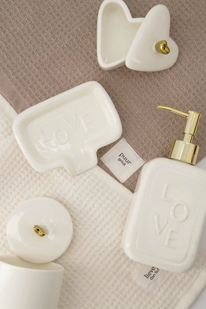 Zusss Bewaarpot keramiek Smal hartje wit goud