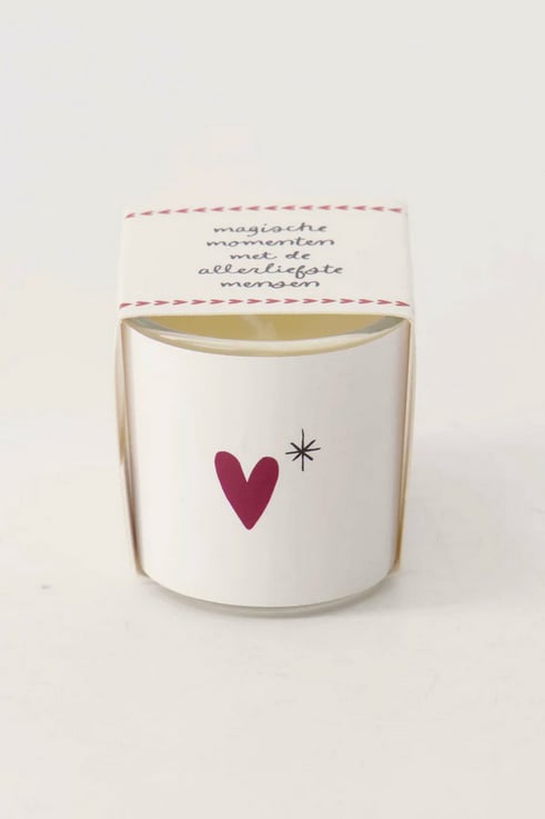 Zusss Geurkaarsje in wikkel Hartje wit/rood