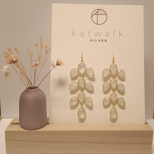 Katwalk Oorbellen goud/moonstone