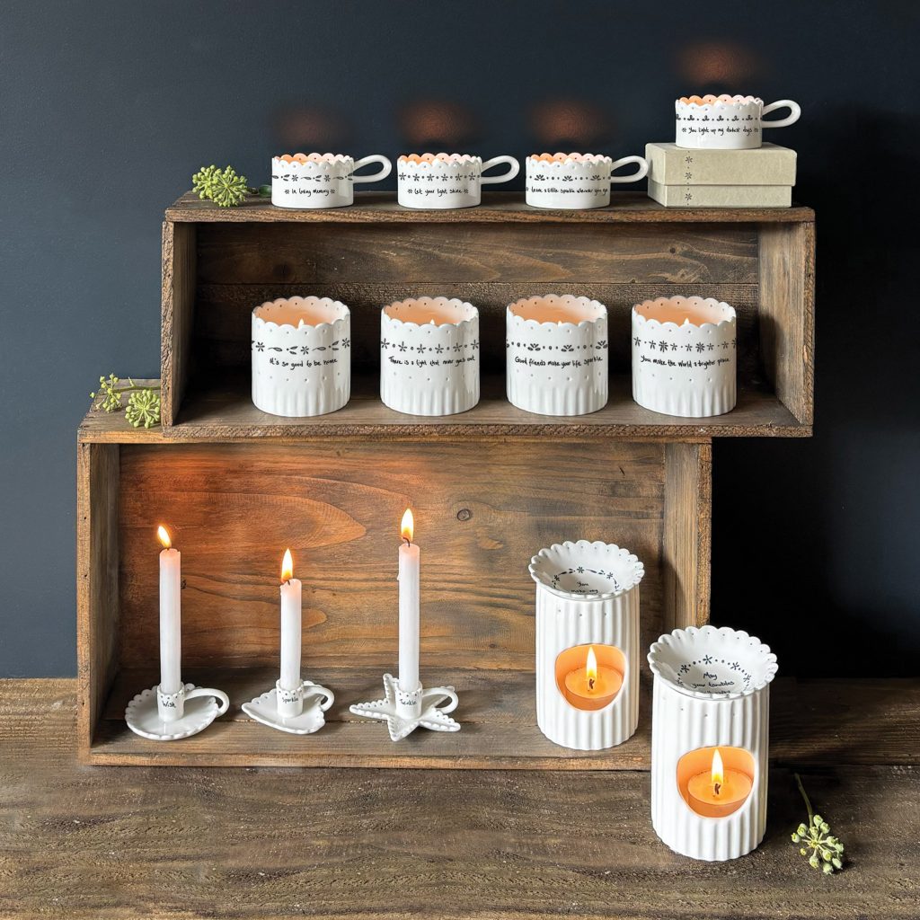 East of India - Scallop tea light holder 'Home'