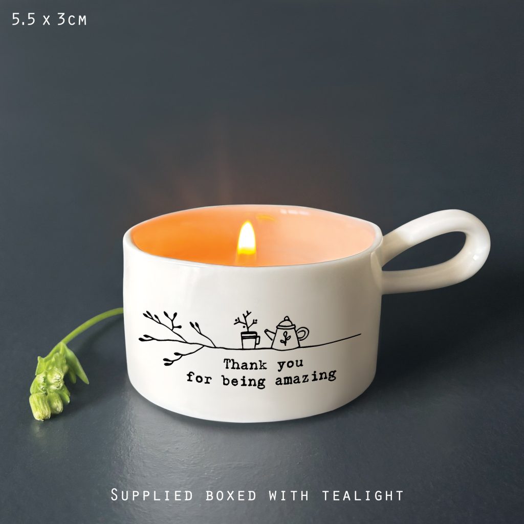 East of India - Handled tea light holder 'Thank you'