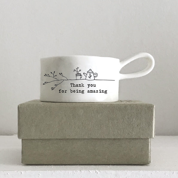 East of India - Handled tea light holder 'Thank you'