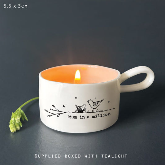 East of India - Handled tea light holder 'Mum'