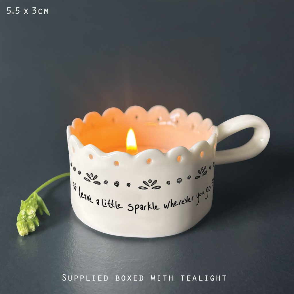 East of India - Handled tea light holder 'Sparkle'
