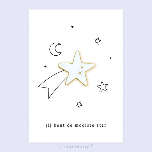 Vlinderkusje PIN ‘Mooiste ster’ met gedichtje