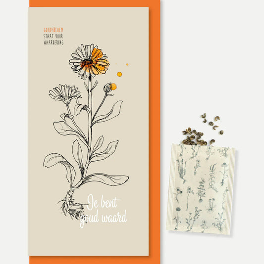 Veer & Moon Je bent goud waard - lange kaart met zaden