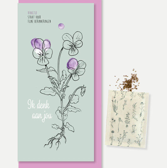 Veer & Moon Ik denk aan jou - lange wenskaart met zaden