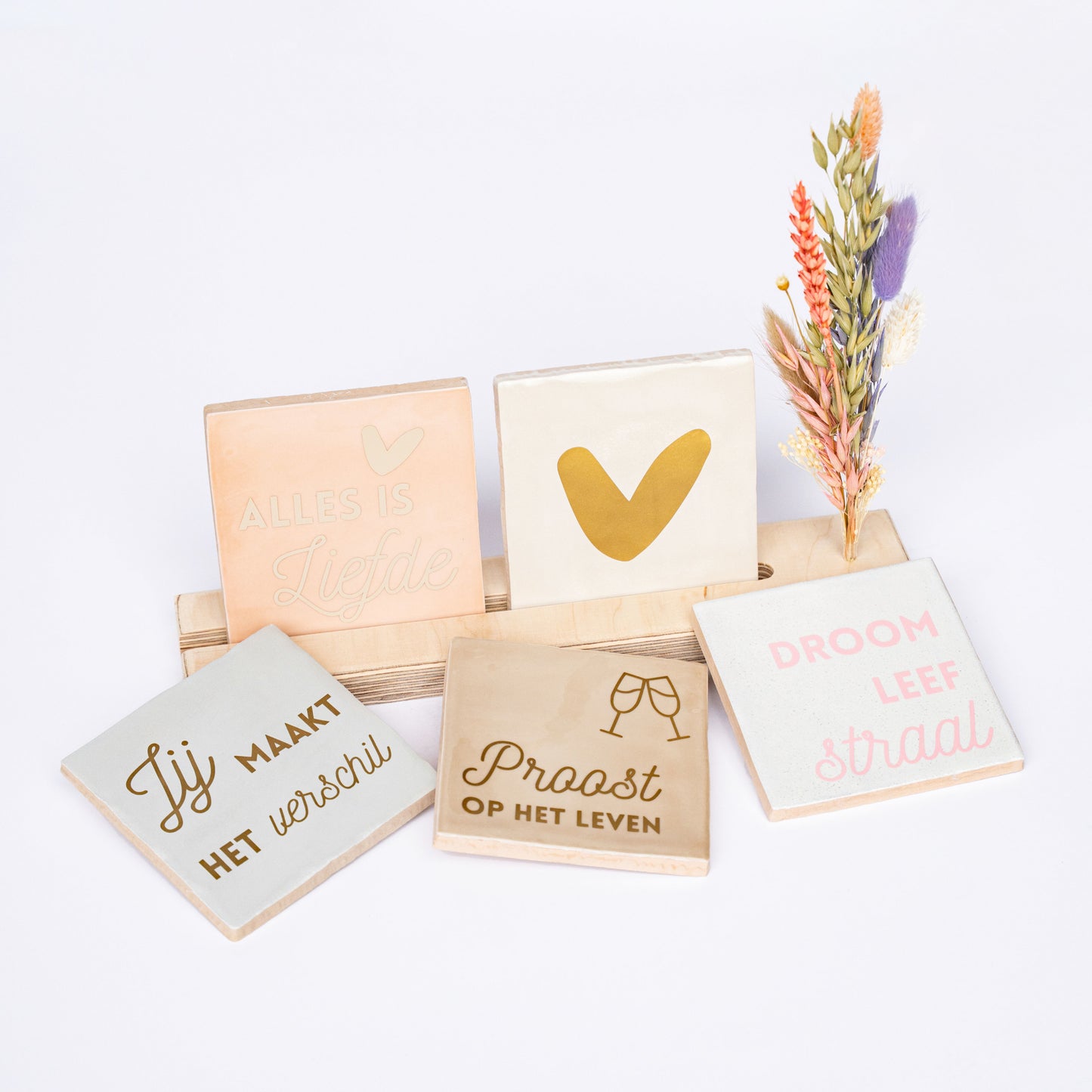 Tegelhouder voor 2 incl. droogbloemen