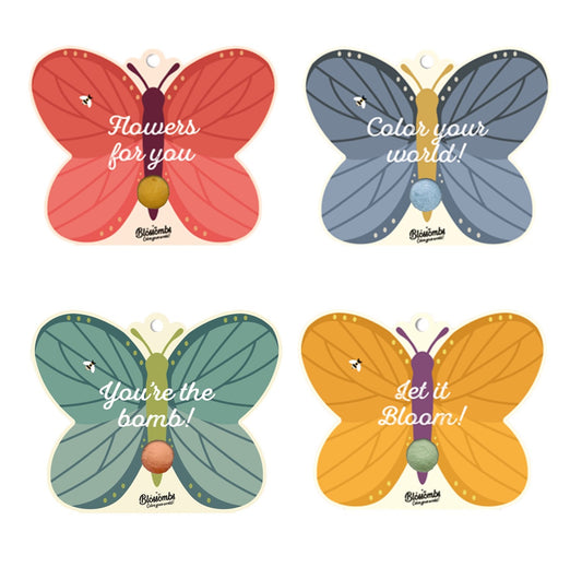 Blossombs Set van 4 Vlinder Weggeefcadeautjes met small zaadbommetjes
