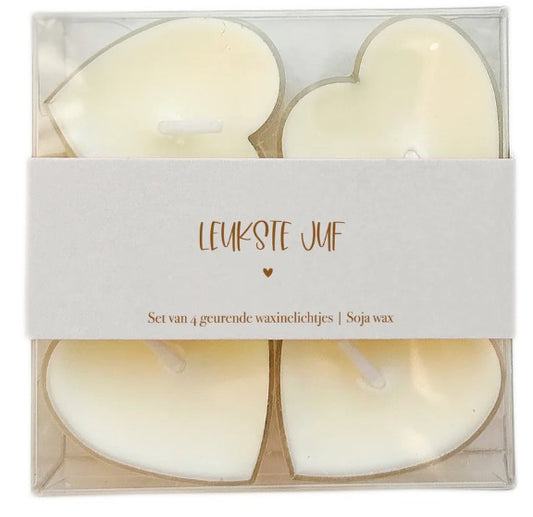SG Set Waxinehartjes "Leukste Juf"