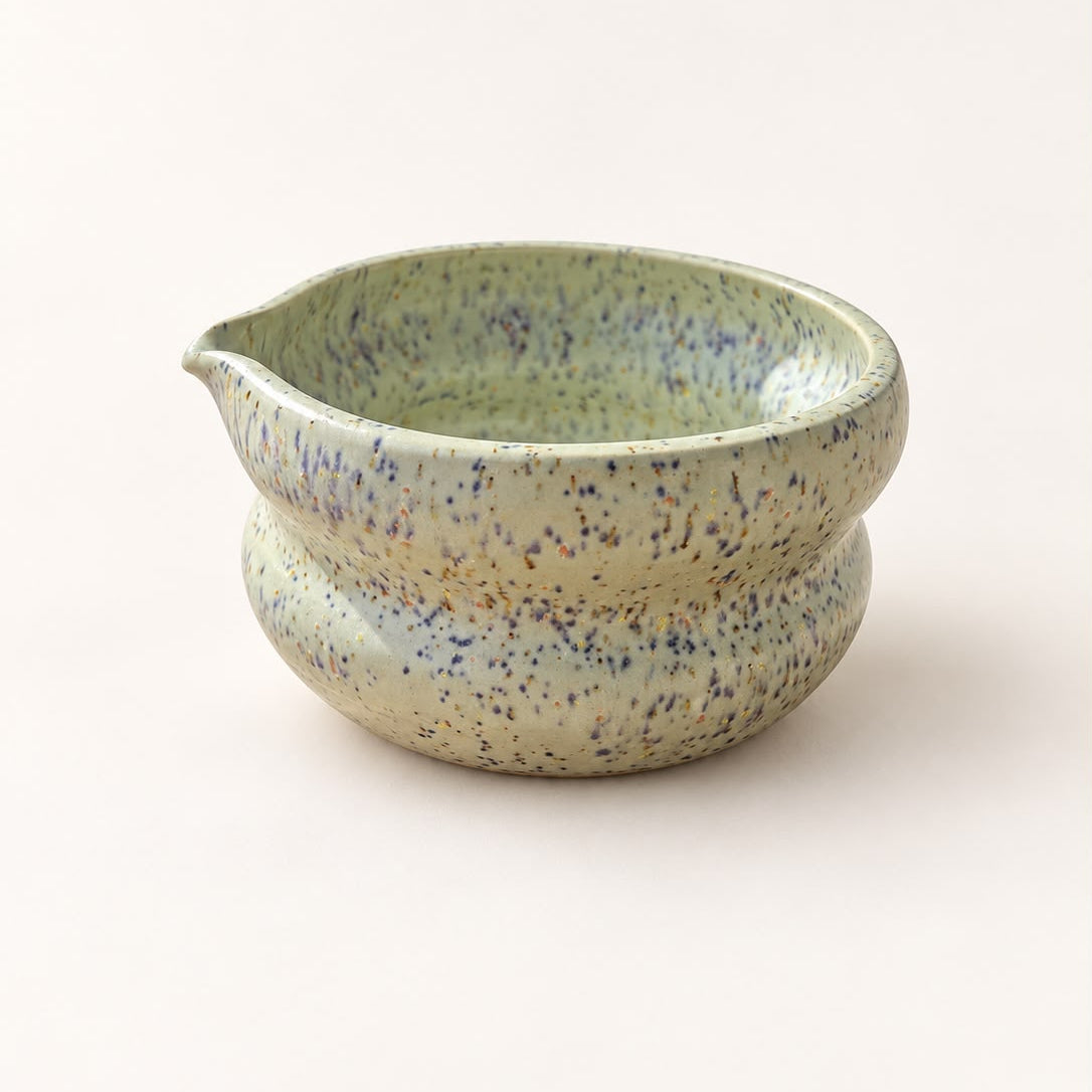 Handgemaakte kleurrijke matcha bowls - Speckle Mint