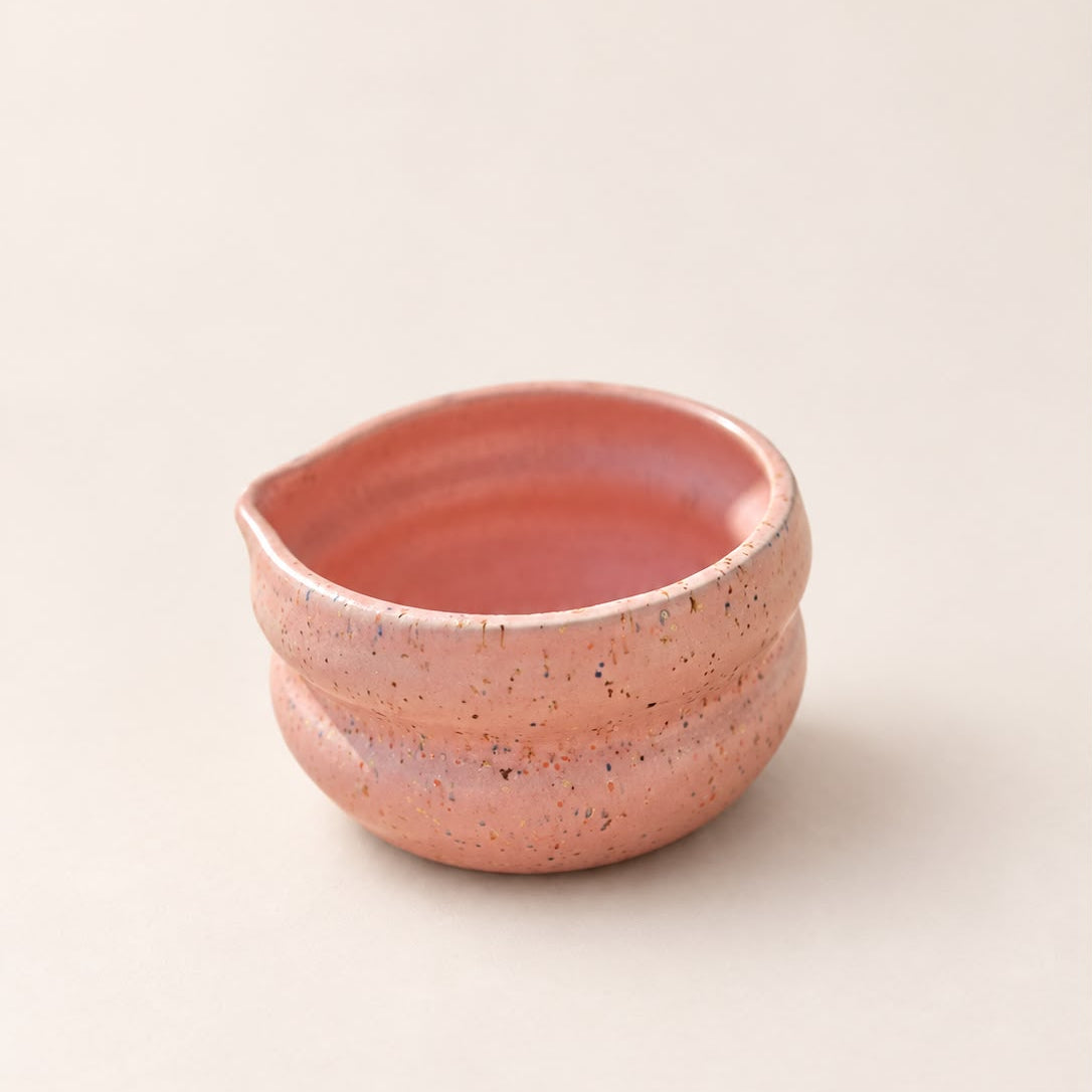 Handgemaakte kleurrijke matcha bowls - Pink Speckle