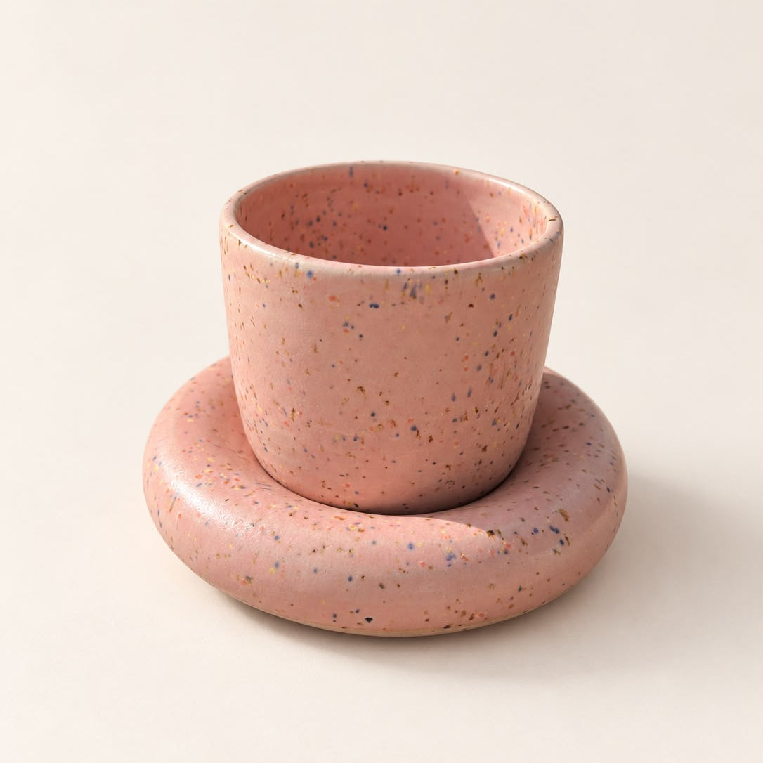 Handgemaakte kleurrijke koffiekopjes - Pink Speckle