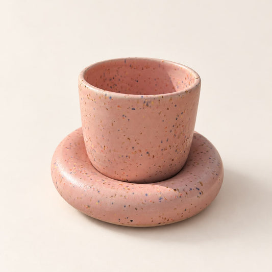 Handgemaakte kleurrijke koffiekopjes - Pink Speckle