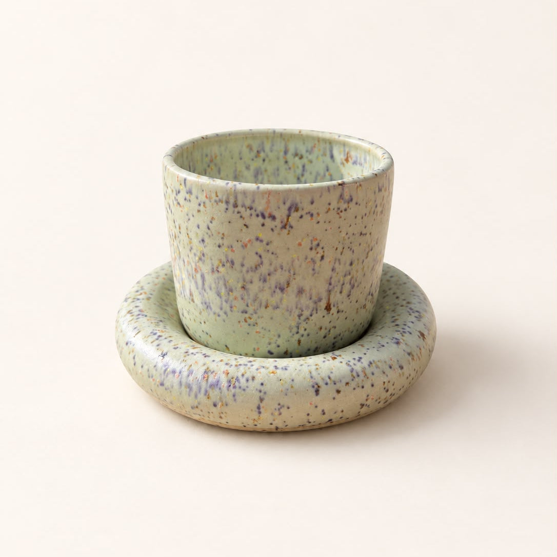 Handgemaakte kleurrijke koffiekopjes - Speckle Mint