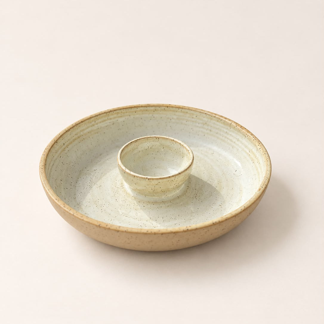 Handgemaakte Chip & Dip bowl - Butter Yellow