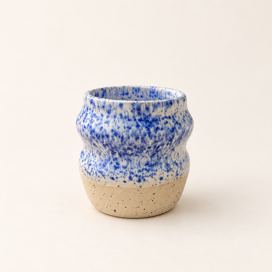 Handgemaakte kleurrijke koffiemok - Blue Speckle