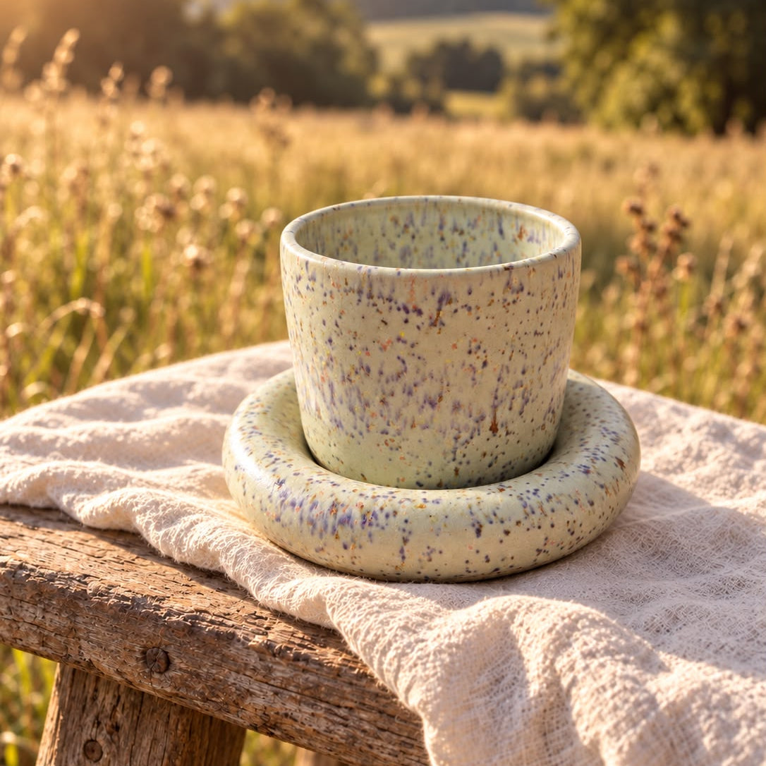 Handgemaakte kleurrijke koffiekopjes - Speckle Mint