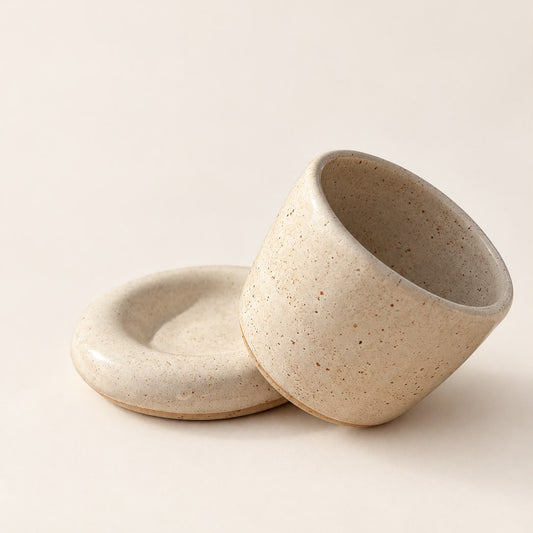 Handgemaakte kleurrijke koffiekopjes - Speckle Cream