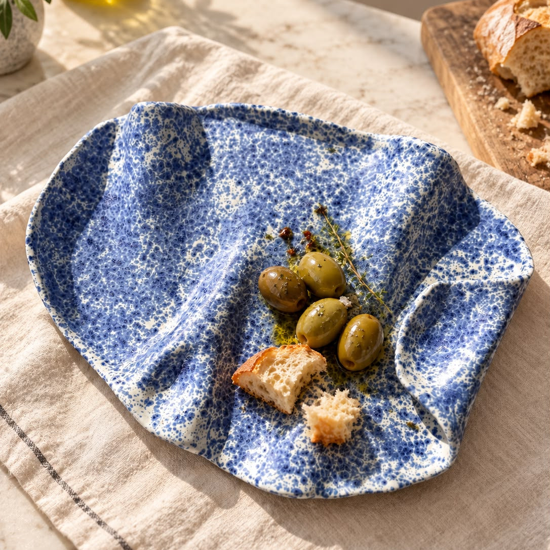 Handgemaakte kleurrijke tapasplank - Blue Speckle