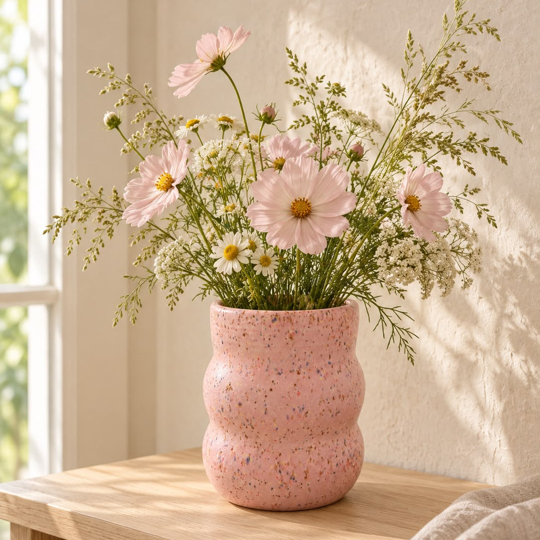 Handgemaakt vaasje - Pink Speckle