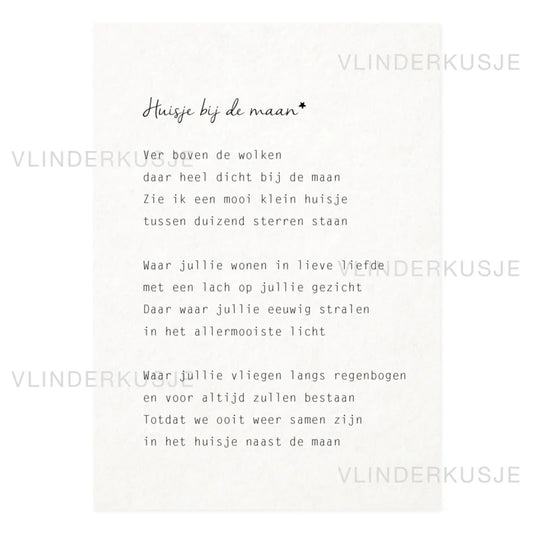 Vlinderkusje Wenskaart 'Huisje bij de Maan'